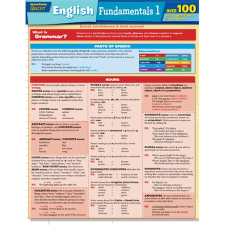 Barcharts English Fundamentals 1 Quizzer Quickstudy Easel 9781423217350